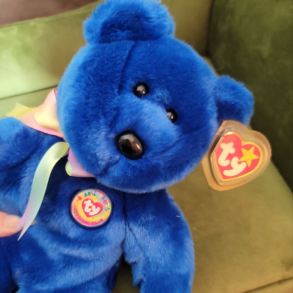 TY BEANIE BABY *ULTRA RARE *Vtg Collectible CLUBBY BLUE BEAR 1998 13" NWT - Picture 9 of 11